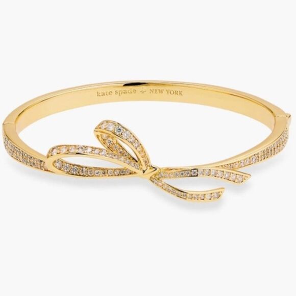 Kate Spade All Tied Up Pave Bow Bangle Cuff Bracelet - Picture 1 of 4